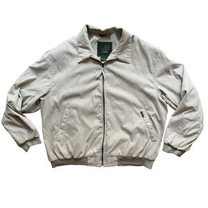 Weatherproof Mens Jacket Bomber Full Zip Collared Pockets Logo Ivory Size L EUC